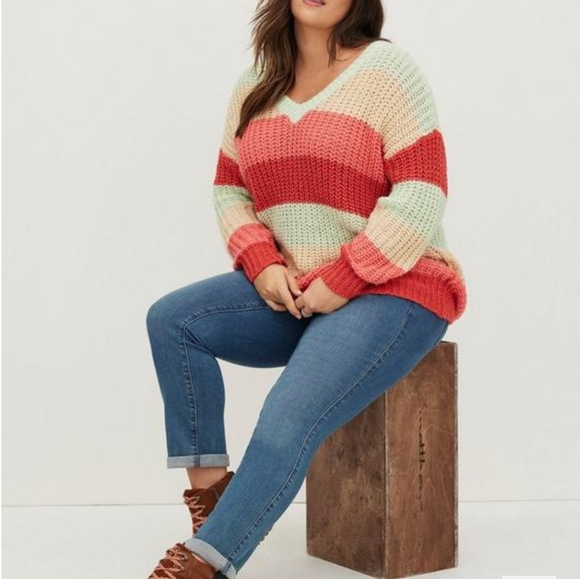 🧡❤ Plus Size 2X Torrid Colorful Pullover Knit Sweater Womens - Picture 2 of 7